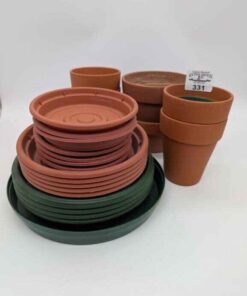 Terra Cotta pots, Plastic plant bases