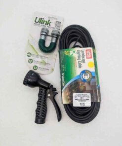 Landscape garden lighting cable, hose nozzle and kink protector
