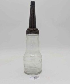 Marquette Mfg co 1 quart glass oil bottle w/ Moore-King spout