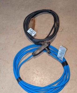 Blue and black electrical extension cord