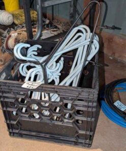 Plastic hangers and crate