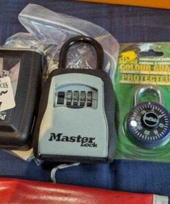 Combination pad lock and lock boxes