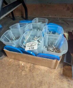 Assorted hardware and plastic containers