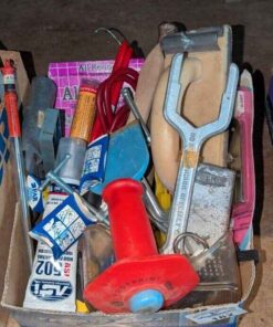 Cold chisel, hooks, square, safety eyeware, wedge, etc