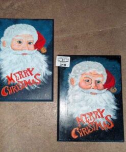 Merry Christmas Santa Claus painted wall plaques