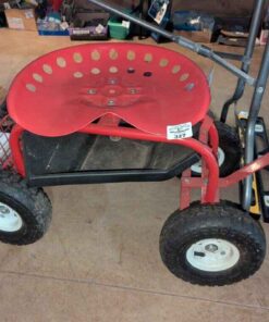 Red steel garden scooter