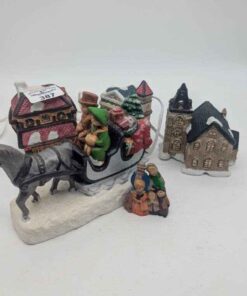 Ceramic miniature Christmas houses and figures