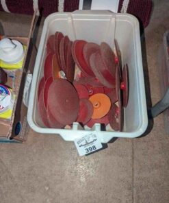 Orbital sanding discs and plastic tote