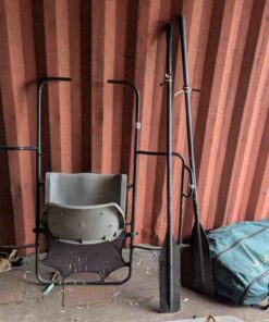 Roanoke pontoon boat seat assembly and paddles