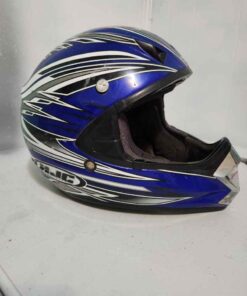 HJC blue and grey/silver motocross helmet