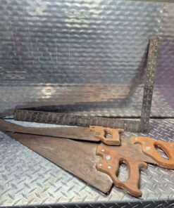 3 hand saws and square