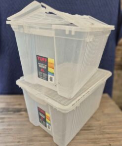 Tough store clear utility box 45 l with interlocking lid