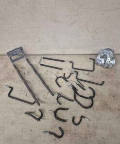 Assorted screw and hammer in hooks