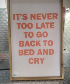 It's never too late to go back to bed and cry