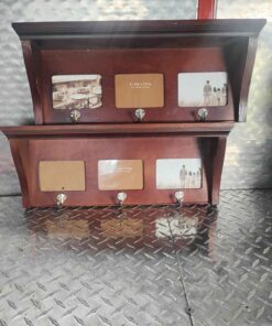 Qty 2 photo shelves with hook one missing glass other one slight peeling