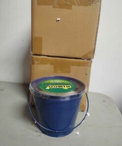 Medium size citronella candle in blue metal pail