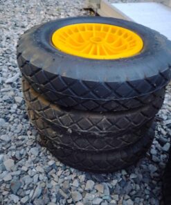 Qty 4 diamond tread wheelbarrow tires plastic rim