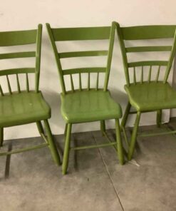 3 painted wooden chairs