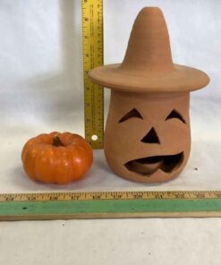 Terra Cotta Halloween Candle Holder and candle