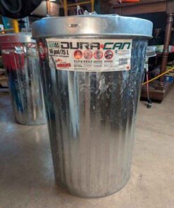 Dura can 16gal Galvanized steel waste bin with lid