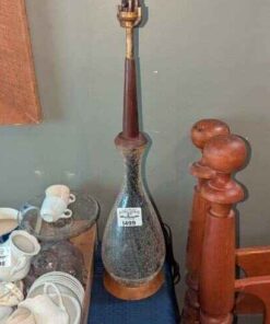 Mid Century modern Genie crackle glass base table lamp