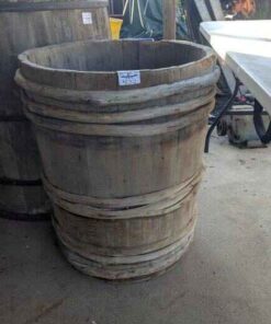 Large wooden barrel with wooden bands
