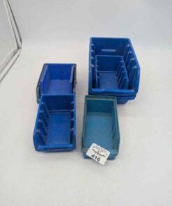 Blue plastic stackable organizers