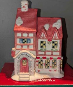 "Santa's Trim Shoppe: Restaurant" Porcelain Christmas village house