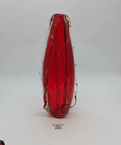 Red and clear art glass vase