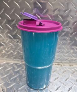 Used Tupperware cup with lid
