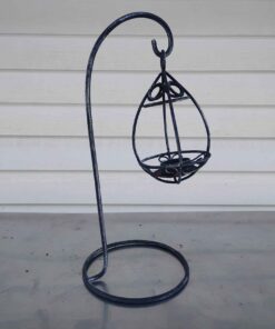 Standing metal stand with hanging tea light holder