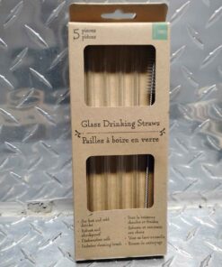 5 piece Glass drinking straw and brush set
