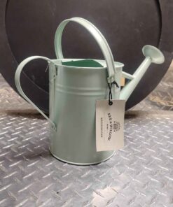 Pale green metal watering can