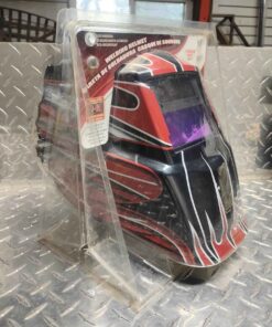 Fierce red welding helmet