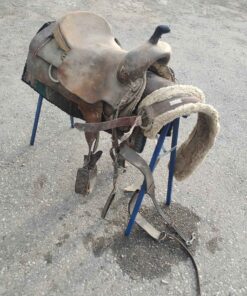 Dark brown saddle with saddle blanket