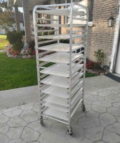 Draining shelf with approximately 10 trays..... work excellent for eggs