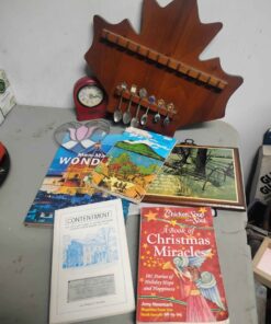 Spoon rack with spoons and books Job Lot