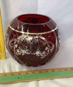 Ruby Glass Bowl with Silver Overlay