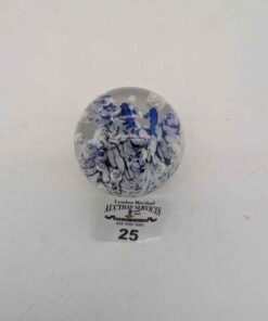 Blown glass with blue & white mottled insert