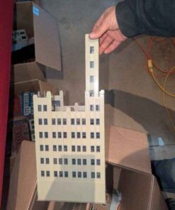 Model train set accent buildings: railway express agency; high rises & bridge