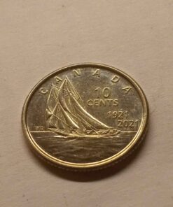 Coin 1921-2021 dates on top of each other