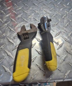 Stubby socket and adjustable wrench yellow and black
