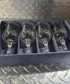 Qty 4 crystal long stem water glasses