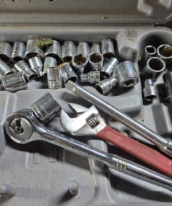 Assorted sockets etc in Dremel case