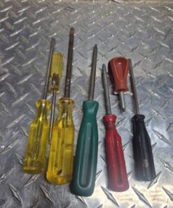 7 yellow green red and black screwdrivers