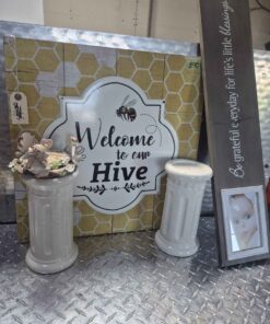 Welcome to our hive large metal sign and grateful for life's little blessings plus more