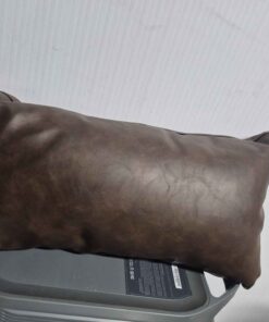 Brown leather look top arm rest pillow