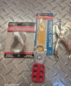 Plastic cutters, hole punch, lock out tool and shower rings