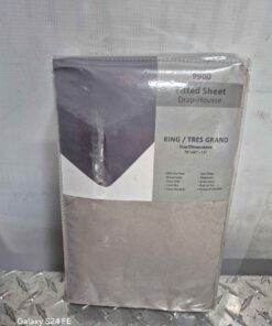 Gray king size fitted sheet distress packaging