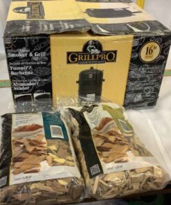 Grill Pro Deluxe Charcoal Smoker and Grill with 2 bags of wood chips